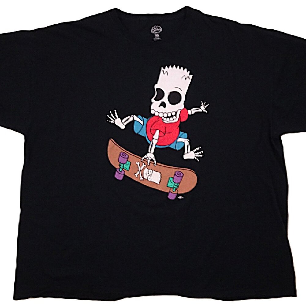The Simpsons Halloween t-shirt 3XL Bart Simpson Skeleton Skateboard Horror Skull